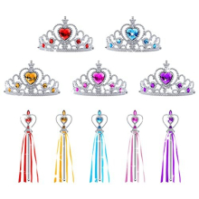 Princess Dress Up Accessories Set, 10 Piece Elsa Costume Jewellery Toys with Princess Crown Tiara and Magic Wand, Elsa Princess Dress Up for Girls