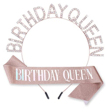 Birthday Queen Sash Crystal Headband Set Rhinestone Tiara Bling Glitter Crowns Hair Band Princess Tiara Sweet Happy Birthday Decorations Accessories