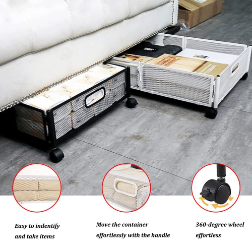 Under Bed Storage with Wheels, Foldable Underbed Storage Containers