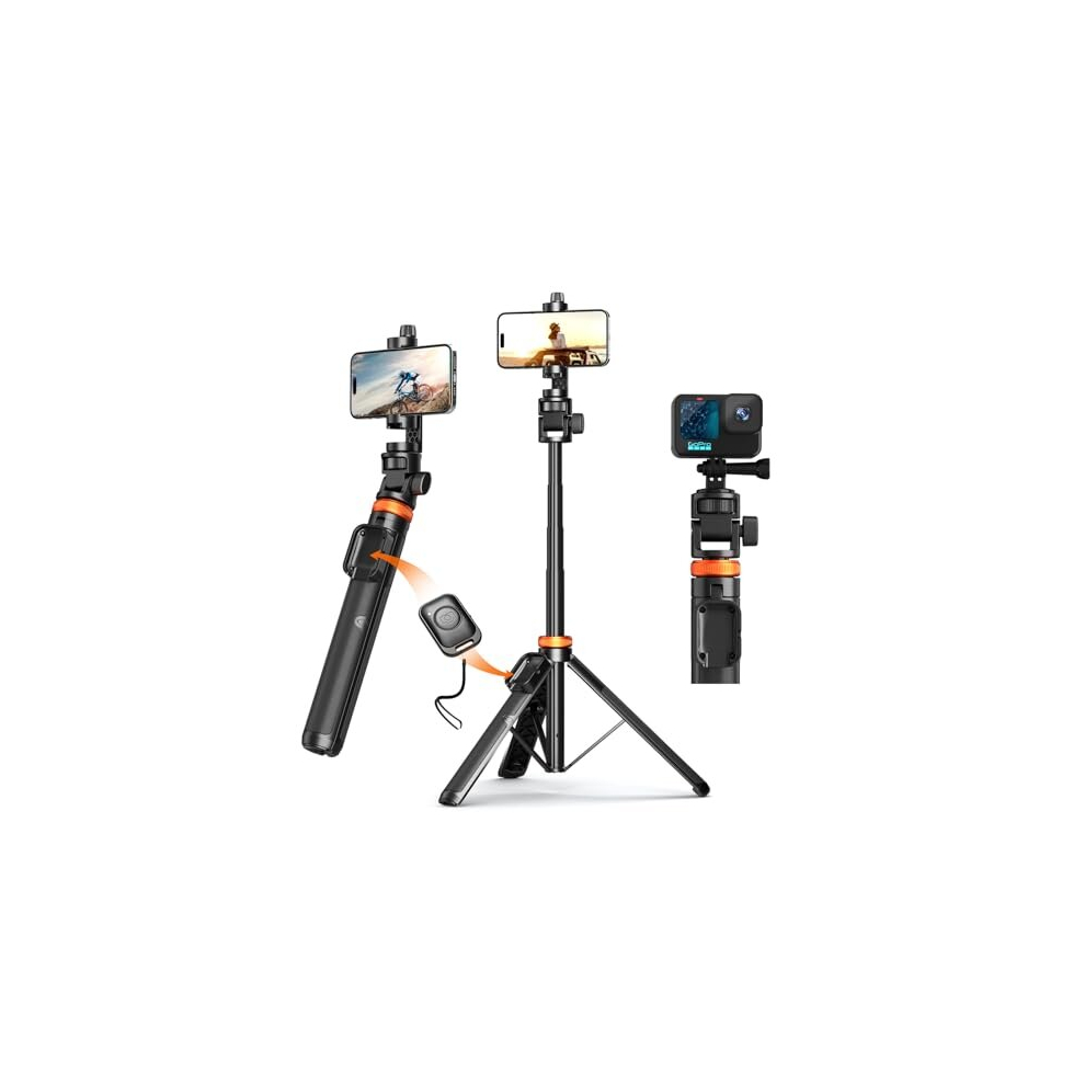 Photos - Tripod Head 62â Phone Tripod with Remote, Tripod for iPhone & Selfie Stick, High Strength Legs & Extendable Tube Tripod Stand, Fit for