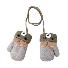 Baby Winter Mittens Knitted Gloves with Fleece Lined Hang Neck Mittens for Baby Boyes Girls 0-3 Years