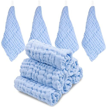 10 Pack Baby Muslin Squares, Cotton, 11.8"X11.8" Extra Soft Breathable Baby Washcloths, 6 Layers Organic Cotton, Unisex Reusable Baby Face Towels for
