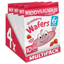 Strawberry Wafers - Gluten and Dairy Free Kids Snack - Suitable for 6+ Months - 4 x 10 Twin Packs