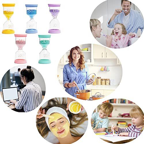 Sand Timer Set 3/5/10/15/30 Minutes, Sand Timer Set for Children, Glass Timer, Egg Timer, Sand Timer, Glass Timer, Classroom Games, Home Kitchen, 1
