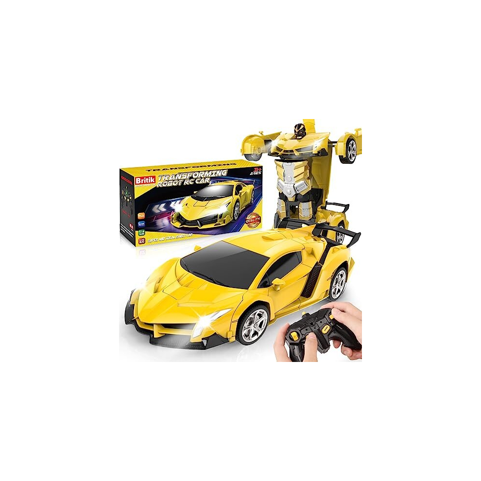 Transform Remote Control Car - RC Cars, One-Button Transforming, 360 Rotation Drifting, 2.4Ghz 1:18 Scale, Gift Kids Aged 4-6 Year Old Boys/Girls