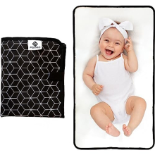 Baby Portable Nappy Changing Mat – Foldable Travel Wipe Clean Large Waterproof Change Mat Padded (Black)