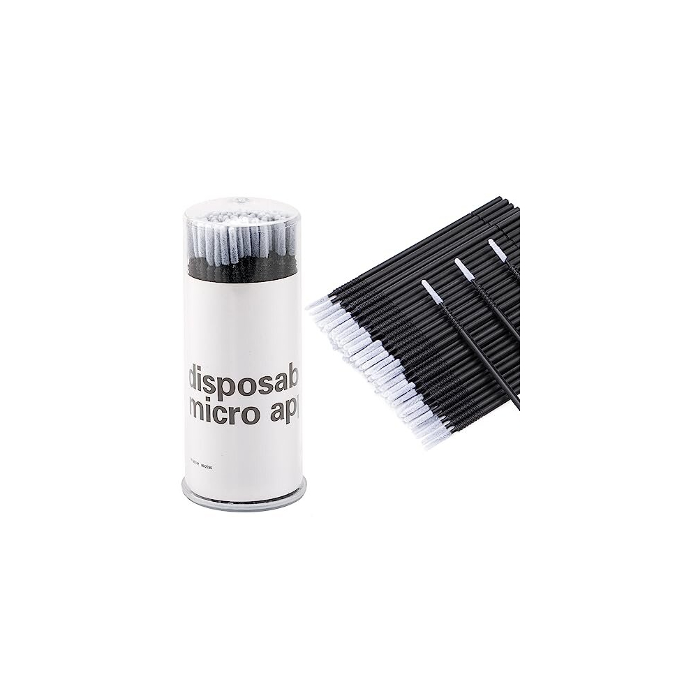 Micro Applicators Brushes with Longer Tips - 200PCS Disposable Microfibre Brushes Eyelashes - Black Lash Lift Micro Applicators - Eyelash Extension