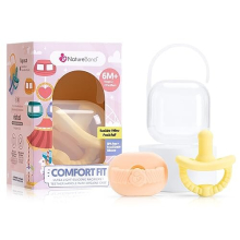 Baby Pacifier Dummy Soother Soothie Silicone Binky Newborn Teether Pacifiers 2 in 1, Ultra-Light, Curved for Comfort | Hygiene Cover | (6 Months