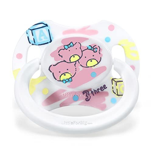 Bigshield Generation-II Adult Sized Pacifier White Vintage Pink Bear Pattern