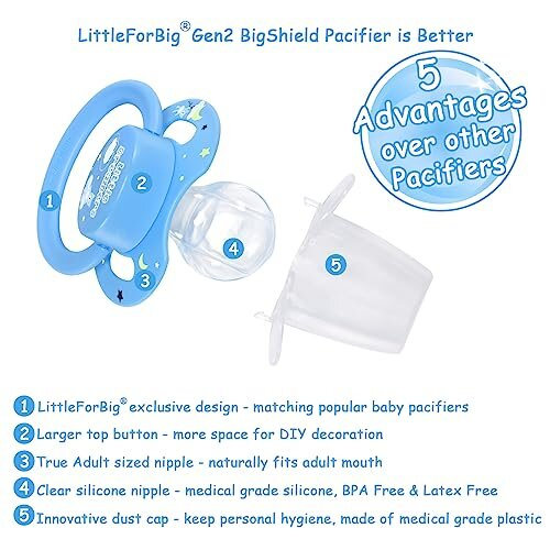 Bigshield Generation-II Adult Sized Pacifier Little Dreamers Pattern Blue 1