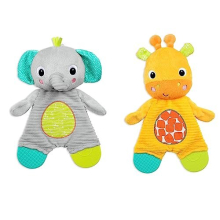 Snuggle & Teethe Plush Teether Toy - Elephant or Giraffe Assorted (1pc, Style May Vary), Ages Newborn+