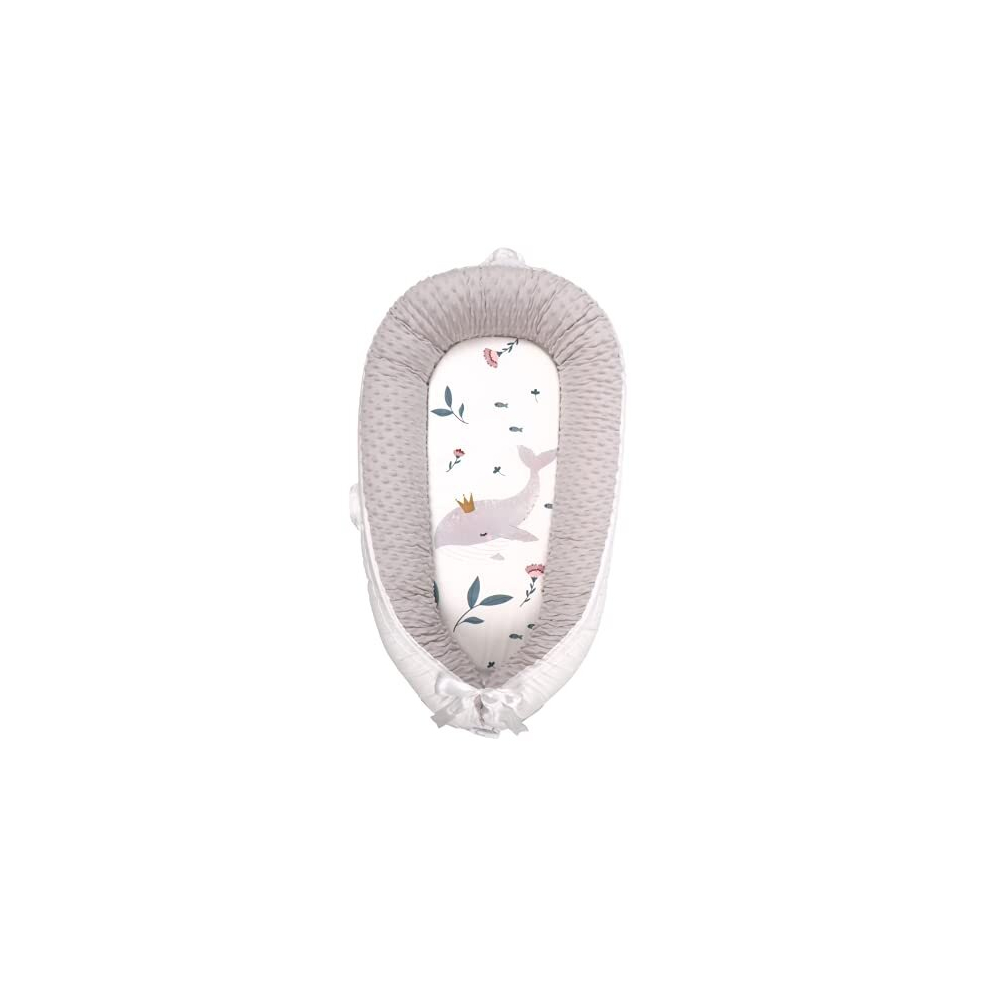 Baby Lounger Baby Nest For Co Sleeping Baby Bassinet Soft Breathable, Essentials For Newborn,100% Cotton Napping Or Traveling For 0-12 Months (Fish) Eaq