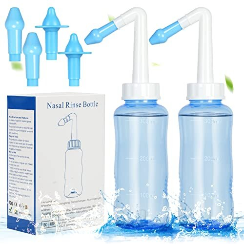 Netnassy Rinse Neti Pot, 2 PCS Nasal Rinse Kit Nose Wash Cleaner, 300ml Sinus Rinse ...