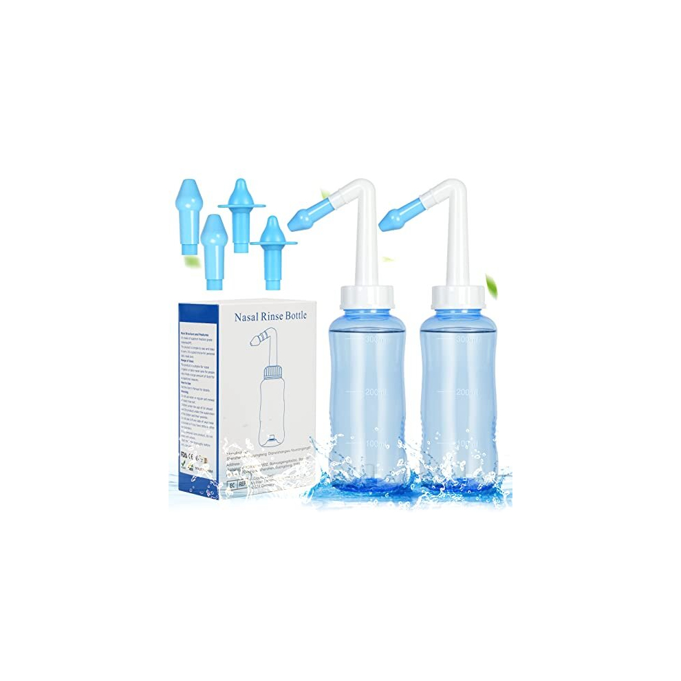 Neti Pot, 2 PCS Nasal Rinse Kit Nose Wash Cleaner, 300ml Sinus Rinse Bottle, Pressure Rinse Nasal Irrigation for Adult and Kid BPA Free