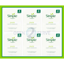 6x Simple Soap Bars Pure Soap for Sensitive Skin |Vegan|Twin pack-100g