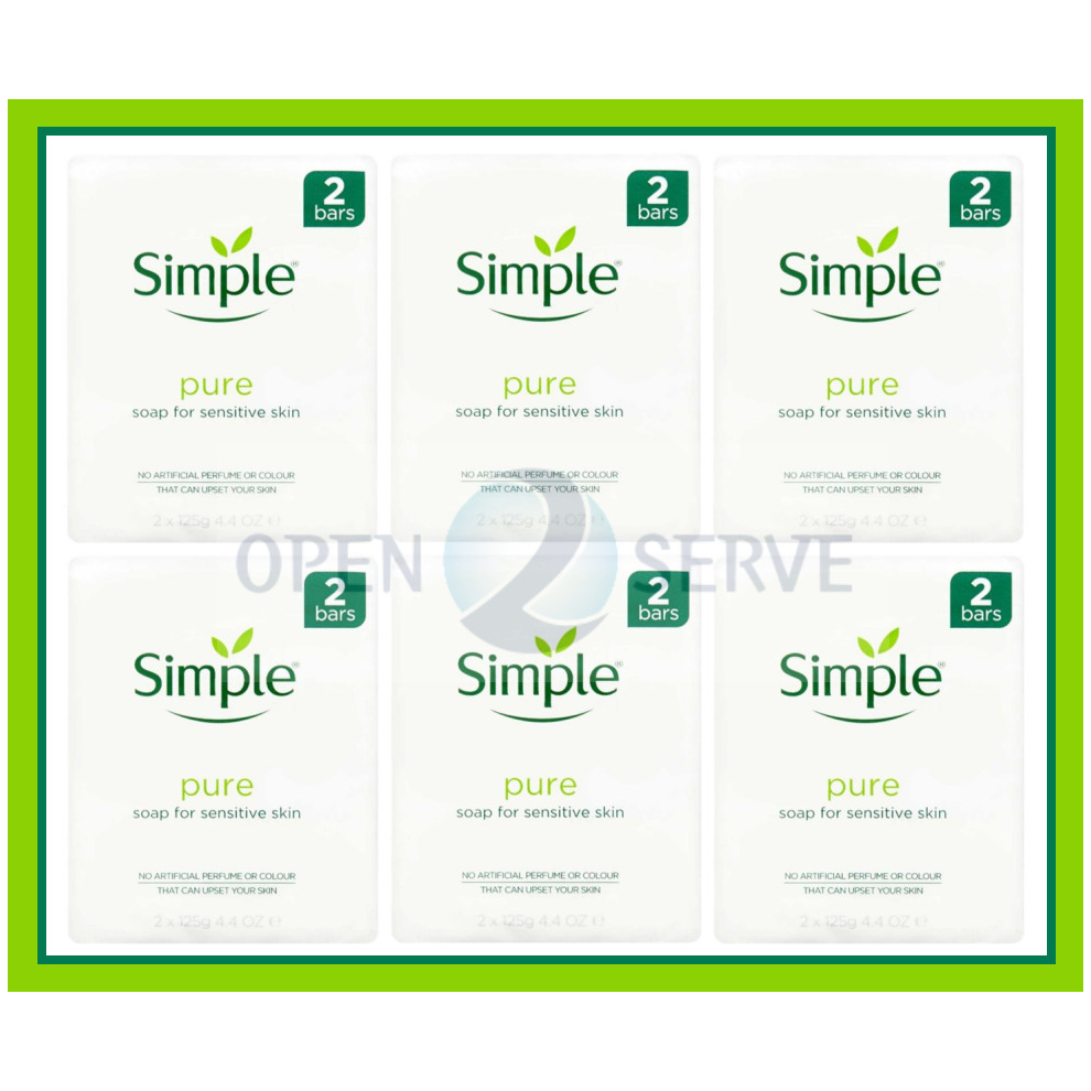 Simple 6X Soap Bars Pure Soap For Sensitive Skin |Vegan|Twin Pack-100G