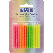 PME Neon Spiral Candles, 24-Pack,Multi-colour,0.5 x 0.5 x 5.9 cm