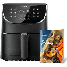 (5.5L Black) Air Fryer 5.5L Capacity,Oil Free, Energy and Time Saver with Presets with 100 Recipes Cookbook, Non-Stick, Dishwasher Safe Basket,1700-Watt, CP158-AF