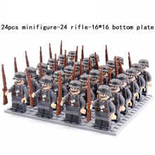 (A-24pcs) Minifigures Military Building Blocks 24pcs Eight-nation Phalanx Rifle Models Accessories Sand Tables Military Games Children's Toys 16*16 Base Plate
