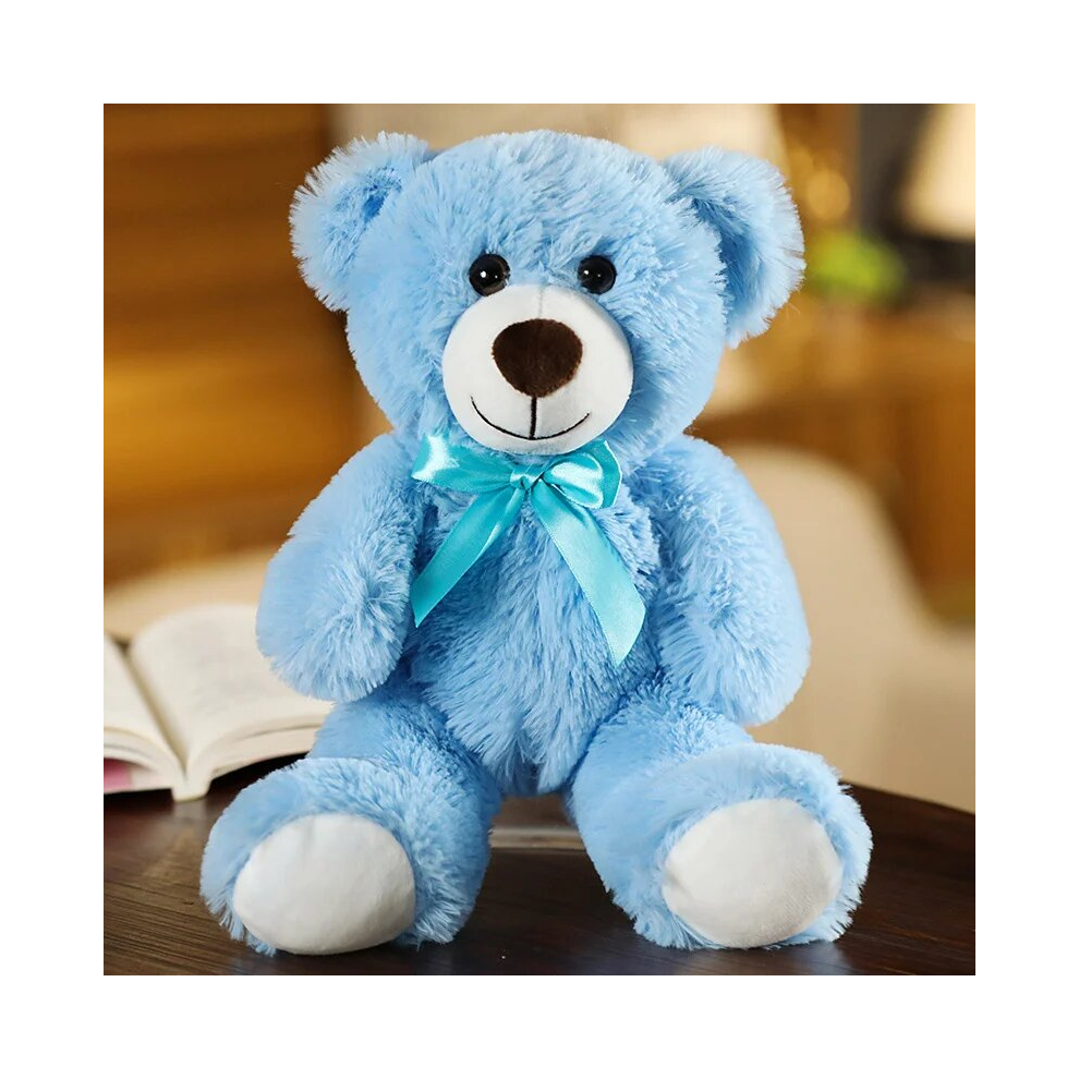 (Blue) 7 Colors 35cm Cute Bow Tie Teddy Bear Plush Toy Doll For Boy Girl Gift