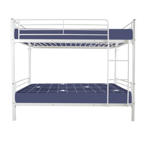 Metal Bunk Bed Single over Loft Bed Frame W/ Ladder Safety Guardrail 2