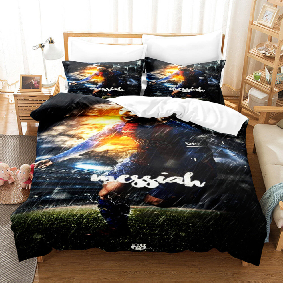 (11, Double(200x200cm)) Messi football digital print 3d duvet cover sheet set three piece four piece set uk size