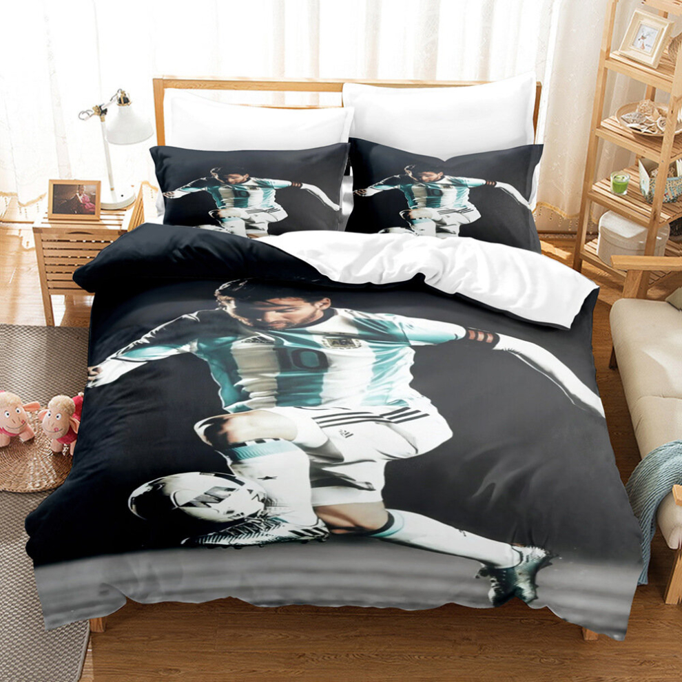 (12, Double(200x200cm)) Messi football digital print 3d duvet cover sheet set three piece four piece set uk size