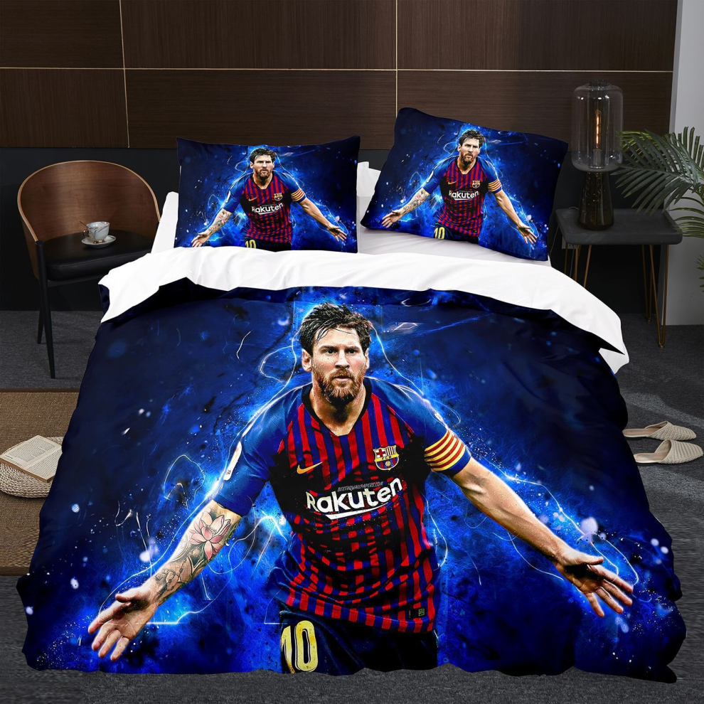 (2, Double(200x200cm)) Messi football digital print 3d duvet cover sheet set three piece four piece set uk size
