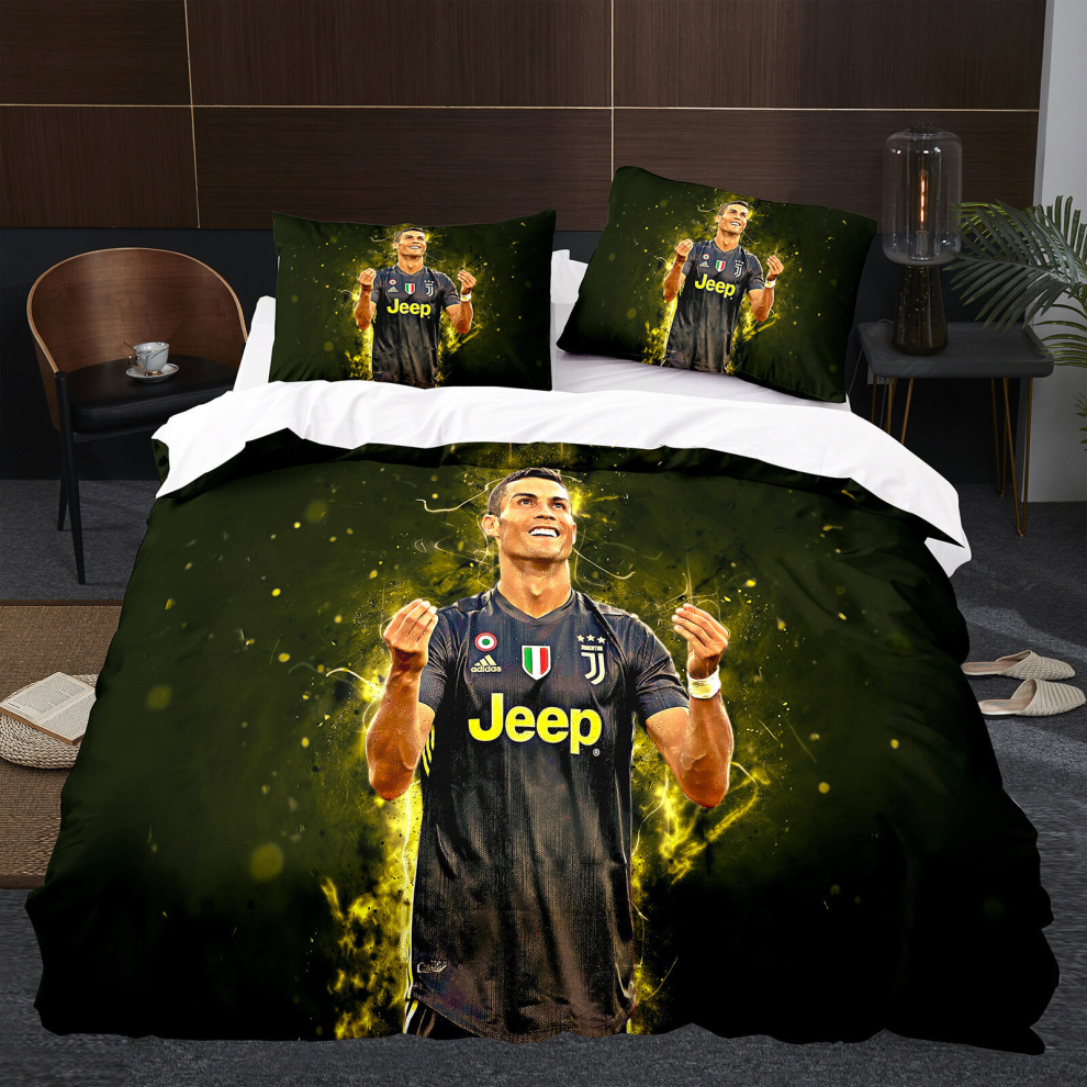 (3, Double(200x200cm)) Messi football digital print 3d duvet cover sheet set three piece four piece set uk size