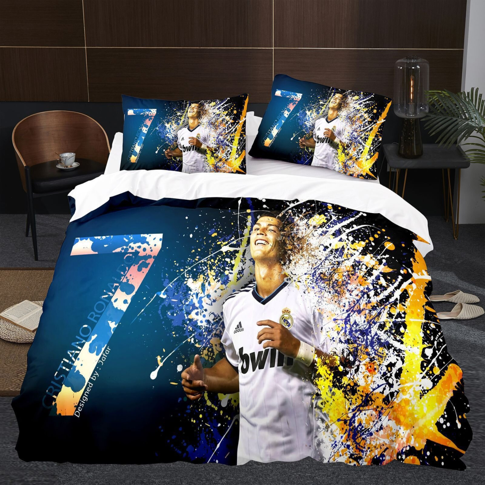 (4, Double(200x200cm)) Messi football digital print 3d duvet cover sheet set three piece four piece set uk size