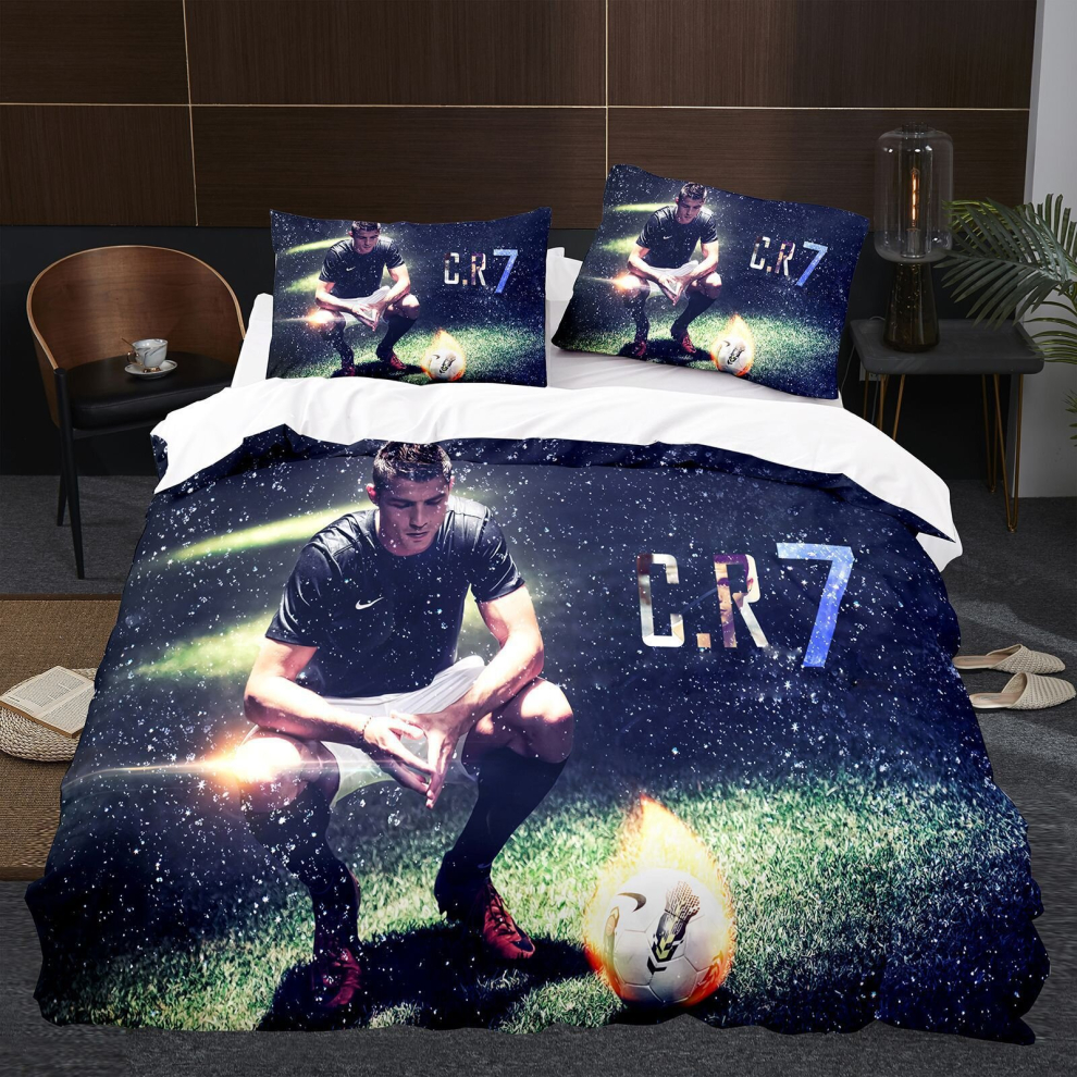 (8, Double(200x200cm)) Messi football digital print 3d duvet cover sheet set three piece four piece set uk size