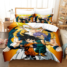 (3, Double(200x200cm)) Anime seven dragon ball 3D digital printing three sets of four sets of single double King Super king duvet cover pillowcase