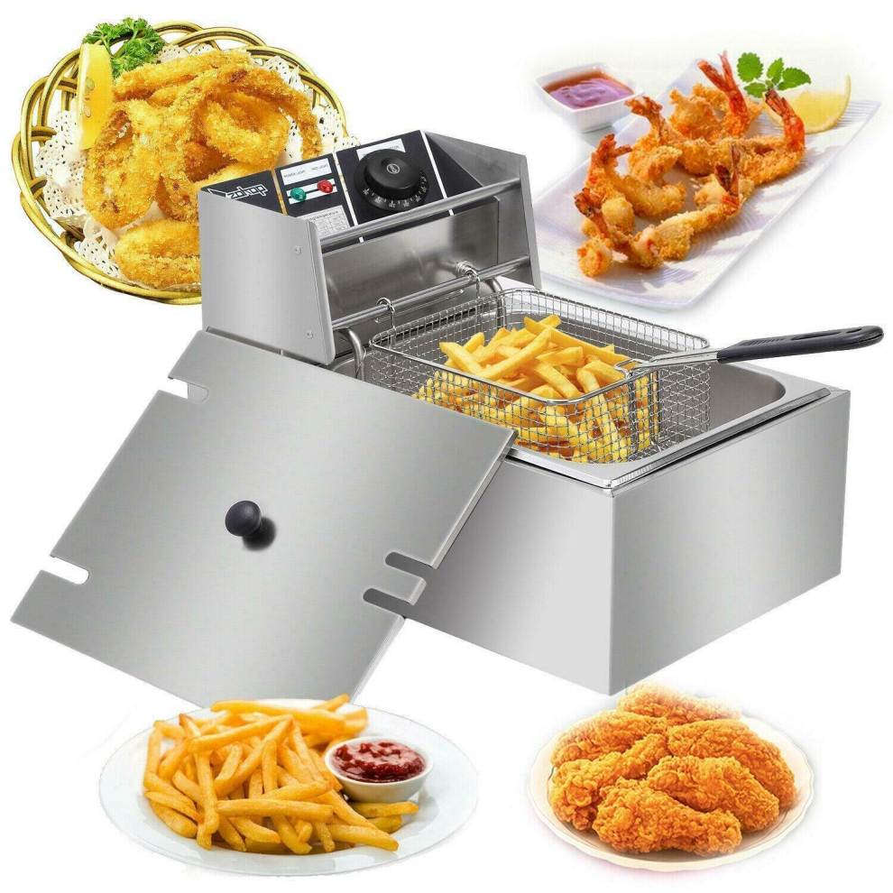 6L 2500W Commercial Electric Deep Fryer Fat Chip Frying Pan & Basket