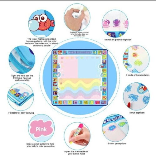 Coolplay Magic Water Drawing Mat Coloring Doodle Mat with Magic Pens Montessori 2