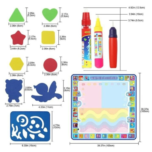 Coolplay Magic Water Drawing Mat Coloring Doodle Mat with Magic Pens Montessori 1