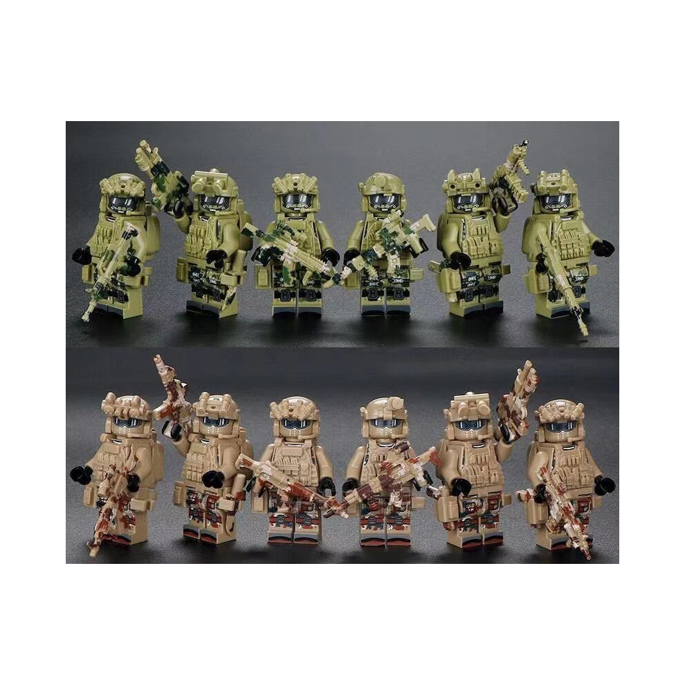 Xurikcoo (Style C 12Pcs) 12Pcs Military Soldiers Swat Jeeps Minifigures Toys Fit Lego Black