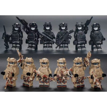 (Style B 12pcs) 12pcs Military Soldiers Black SWAT Jeeps Minifigures Toys Fit Lego