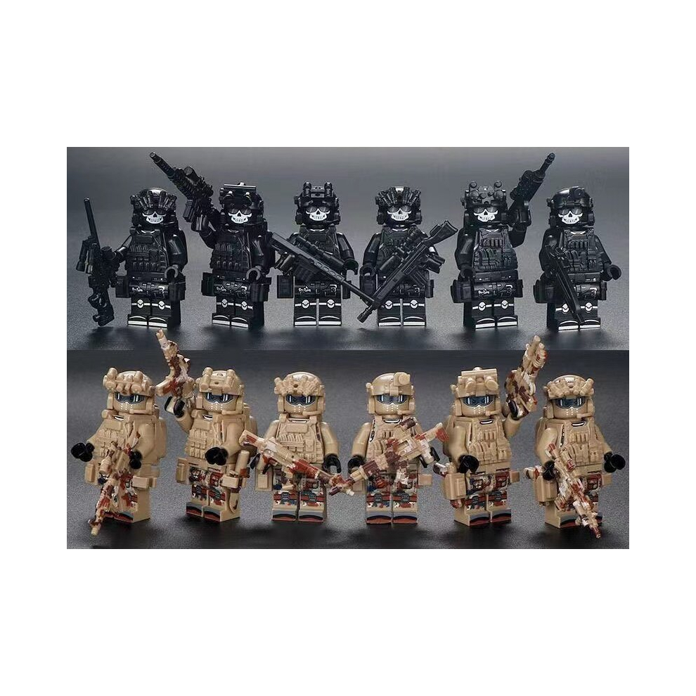 Xurikcoo (Style B 12Pcs) 12Pcs Military Soldiers Swat Jeeps Minifigures Toys Fit Lego Black