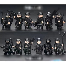 (Style E 12pcs) 12pcs Military Soldiers Black SWAT Jeeps Minifigures Toys Fit Lego