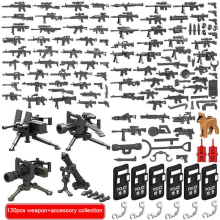 (Style A) Military Black Special Police Weapon Bag Accessories Mini Toys Suitable Fit Lego