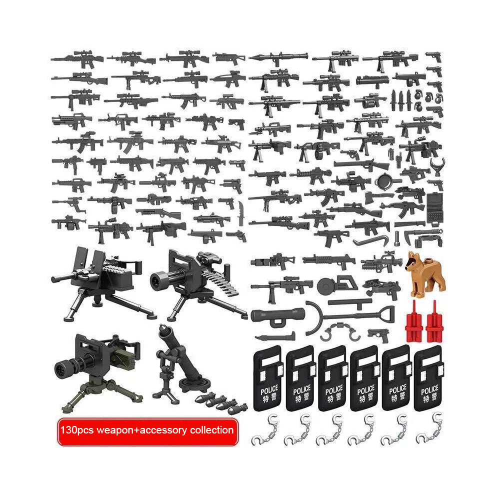 (Style A) Military Black Special Police Weapon Bag Accessories Mini Toys Suitable for Lego