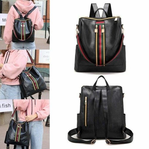 Women's Ladies Leather Backpack Anti-Theft Rucksack Travel Shoulder Bag Satchel 2