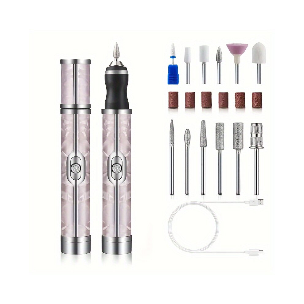 (Pink) 1 PC Nail Polisher Home Portable Manicure and Nail Removal Tool Rechargeable Grinder Pen Electric Nail Grinder Manicure Care