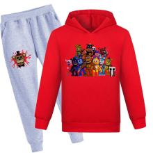 (Red + Gray Pants, 13-14Y/160CM) Boys & Girls Hooded Sweatshirt + Casual Pants Set freddy fazbear's pizza