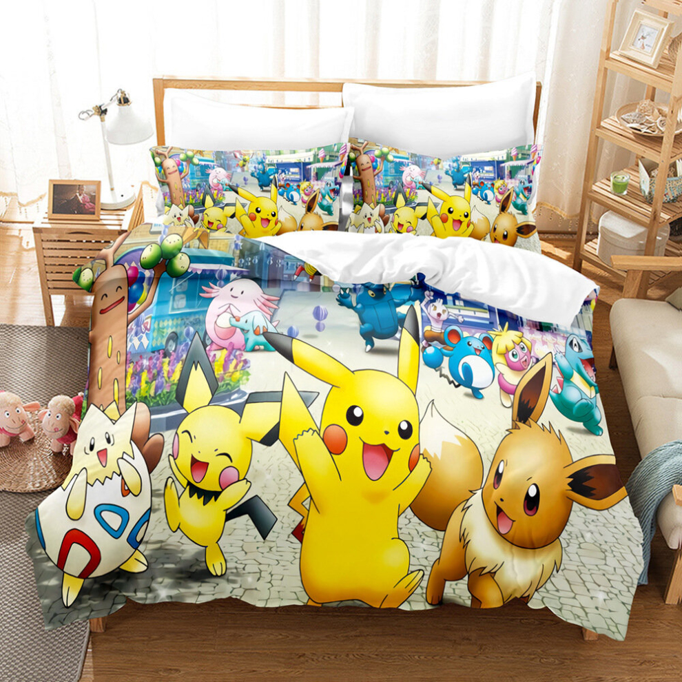 (17, Double(200x200cm)) Pokémon Bed three piece set four piece set uk size duvet cover pillowcase