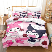 (10, King(220x240cm)) Kuromi cartoon printing bed three-piece four-piece set single double king super king comforter set