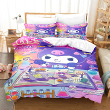 (7, Super King(220x260cm?) Kuromi cartoon printing bed three-piece four-piece set single double king super king comforter set