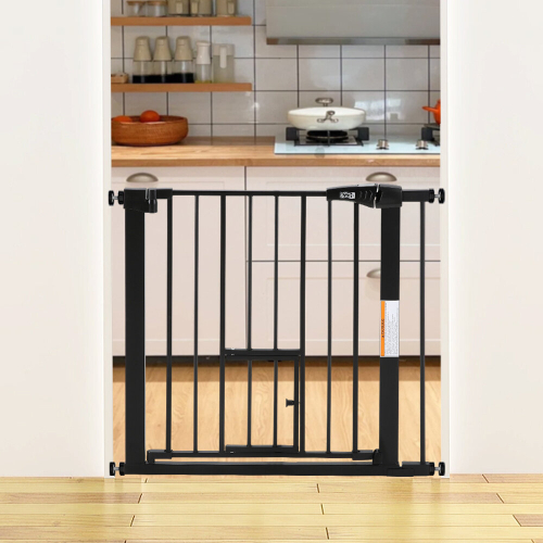 Living And Home Pressure-Fixed Stair Gate Safety Gate with Pet Door 1