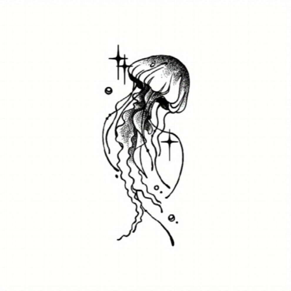 Abecome 1PC Starry Jellyfish Herbal Tattoo Stickers Semi permanent Waterproof Long lasting Juice Romantic Clavicle Tattoo Stickers