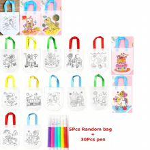 DIY Graffiti Bag With Markers Painting Non Woven Bag For Children Arts Crafts Filling Drawing Toy